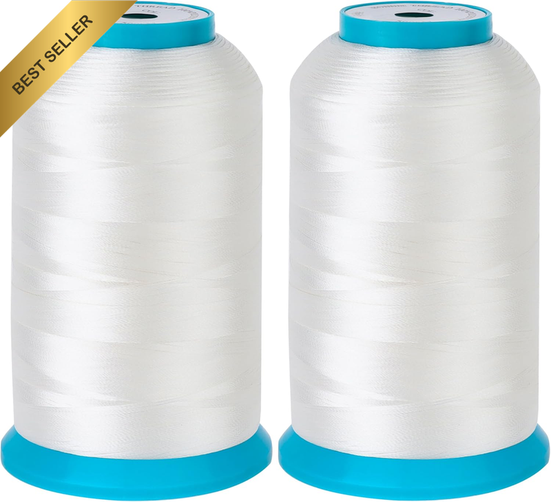 Set of 2 White Bobbin Thread/Bottom Thread 60WT Huge Spool 5000M (5500Y) for Emb