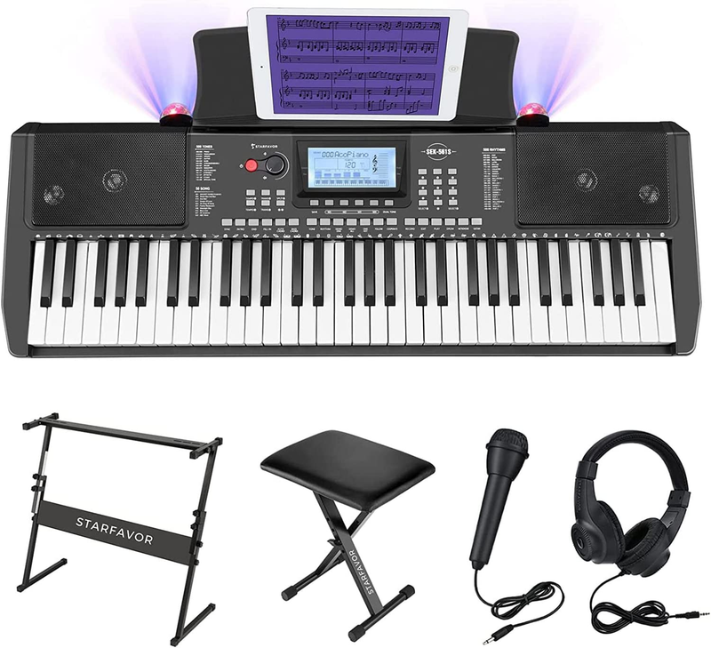 61 Key Electronic Keyboard Piano with LCD Display, Portable Electric Music Piano