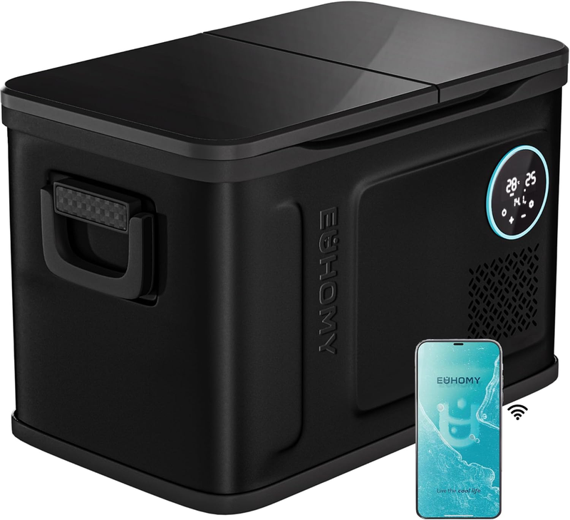 12 Volt Refrigerator, 37QT Dual Zone Electric Cooler APP Control, Car Refrigerator with 12/24V DC 110-240V AC, Car Fridge -4℉~68℉, Portable Freezer Aluminum Interior for Camping,Trip,Home,Truck