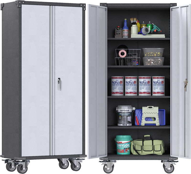 71" Tall Metal Storage Cabinets with Doors and 4 Adjustable 