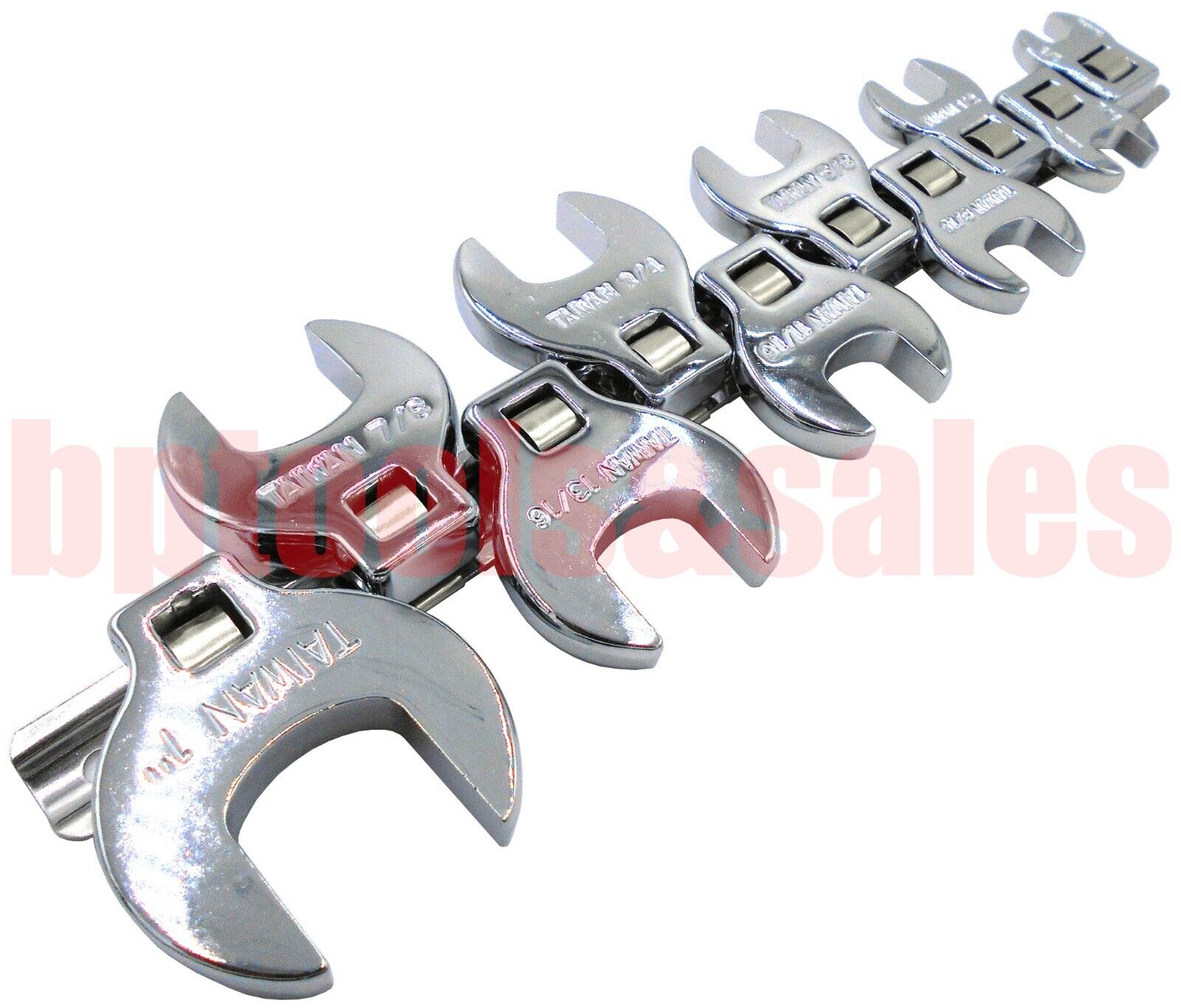 10pc 3/8" DR. (SAE) Crowfoot Wrench Set w/ Snap-on Snap-off Storage Rail