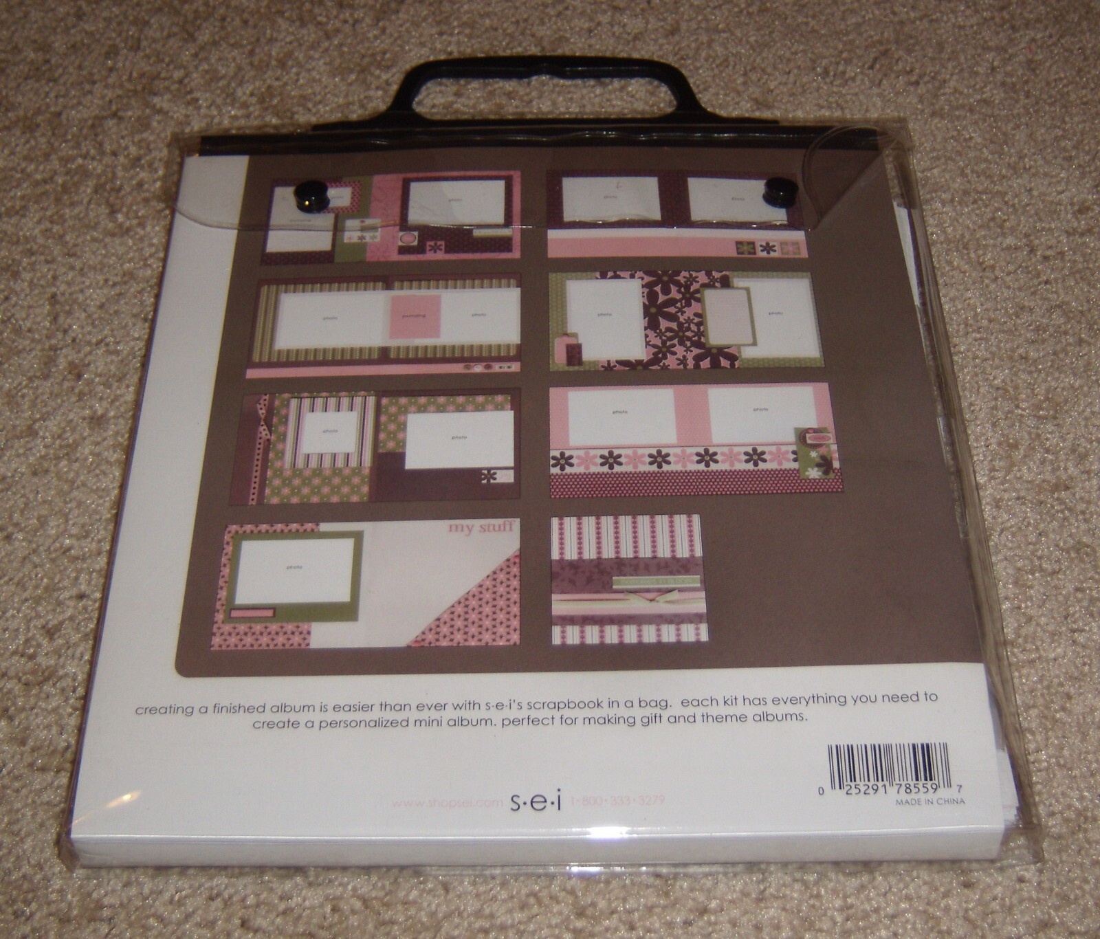 SEI "Aunt Gerti's" Scrapbook in a Bag ~ 8x8 One Hour Album   NIP