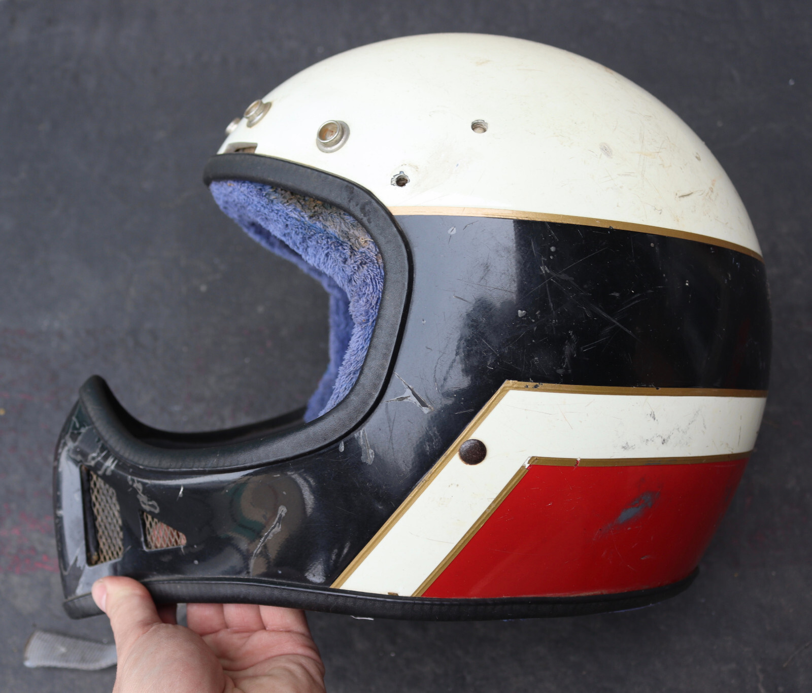Vintage Simpson Full Face Motocross Helmet Red White & Black