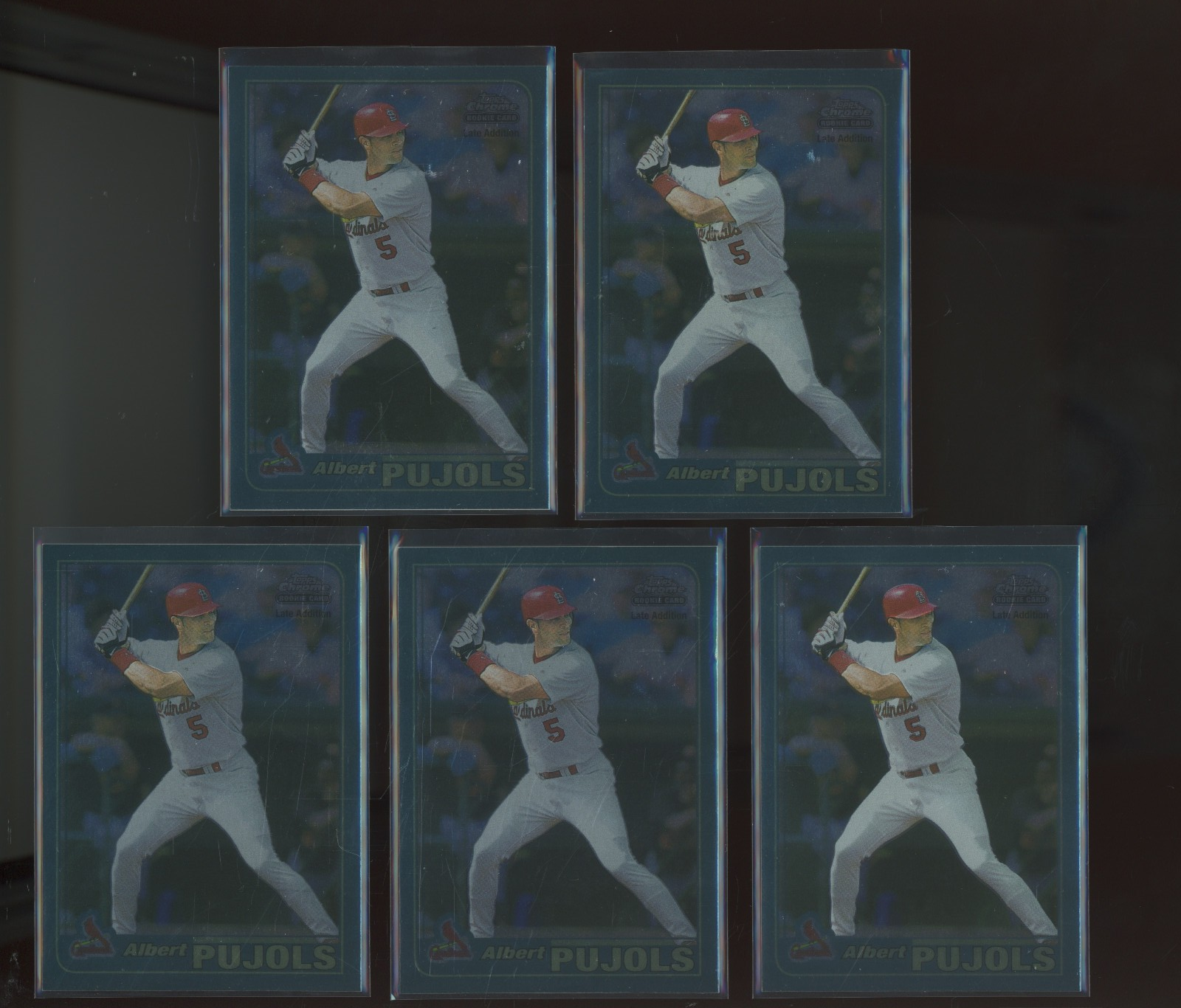 2001 Topps Chrome Late Addition #596 Albert Pujols RC Rookie Lot Of 5