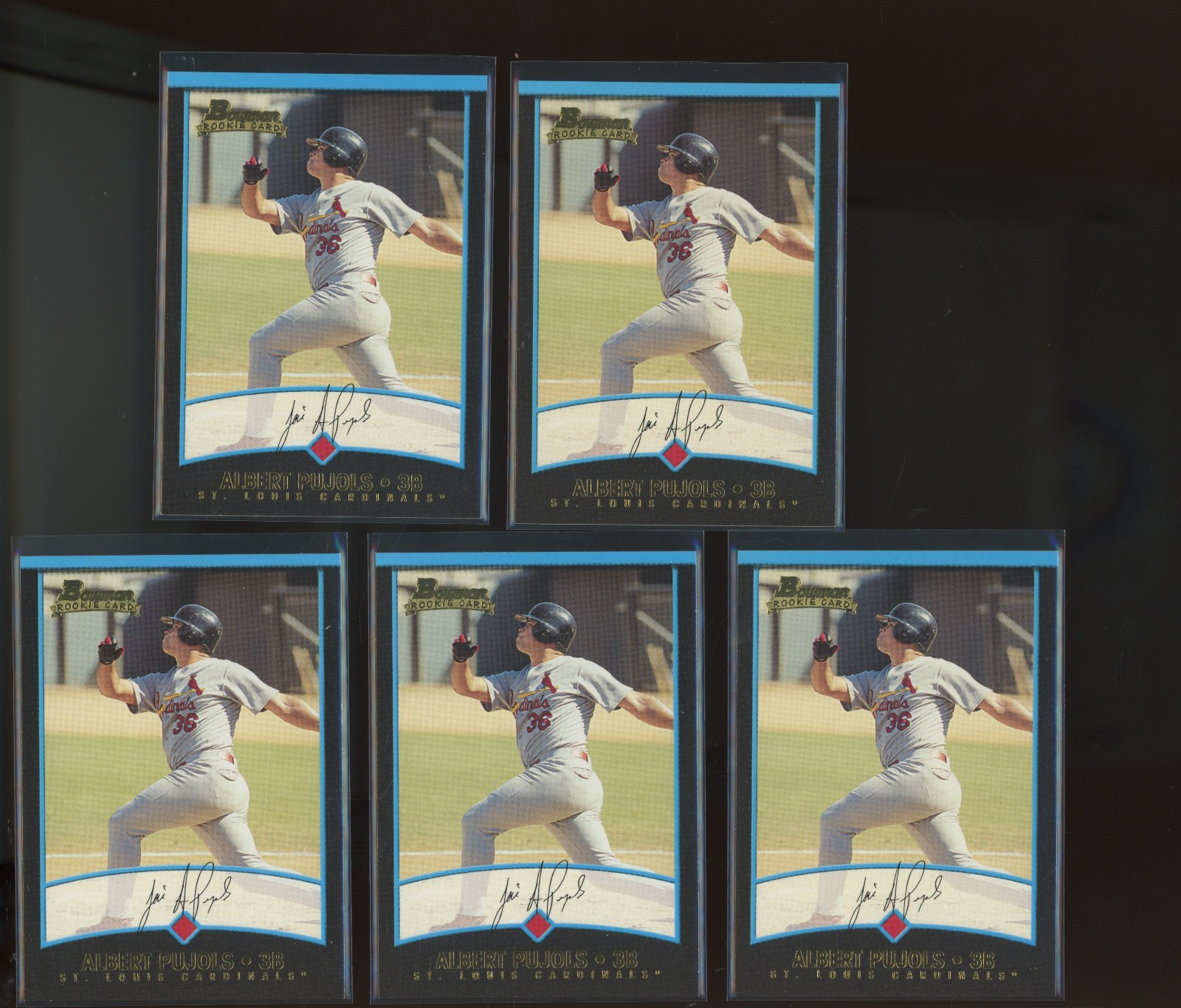 2001 Bowman #264 Albert Pujols RC Rookie Lot Of 5
