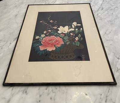 Shoson (Koson) Ohara JAPANESE WOODBLOCK PRINT - Basket of Flowers