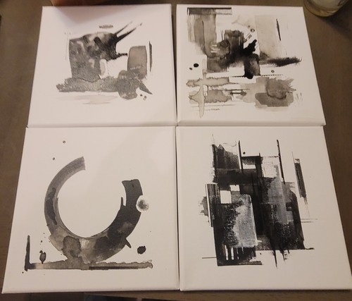 Original Abstract Minimal Landscape Drawing On Canvas By Local Artist 