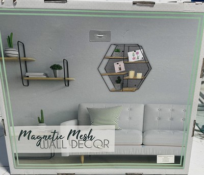 Magnetic Mesh  Wall Decor - Metal With Wood Shelves - Brend New