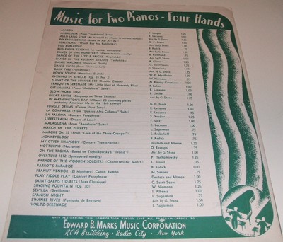 Igor Stravinsky Russian Dance Petrushka 2 Pianos, 4 Hands: Albert & Ruland 1941