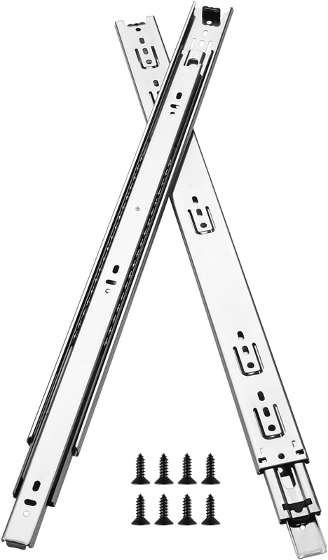 6 Pair 22 Inch Drawer Slides, 3- Fold Full Extension Center 