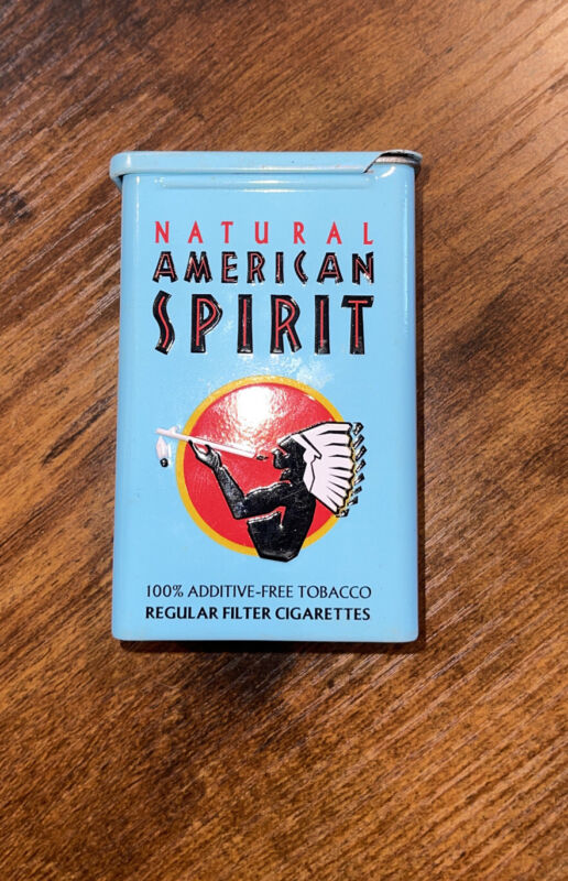 Vintage Natural American Spirit Collectors Hinged Cigarette  Tin Box 1982-20th 