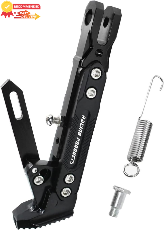 CNC Adjustable Motorcycle Kickstand Foot, Universal Tripod Support - Black