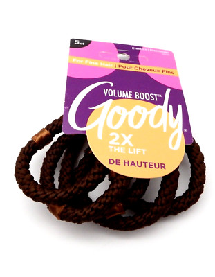 Goody Volume Boost Ponytail Elastics Hair Tie for Fine Hair Brown 5 Pcs