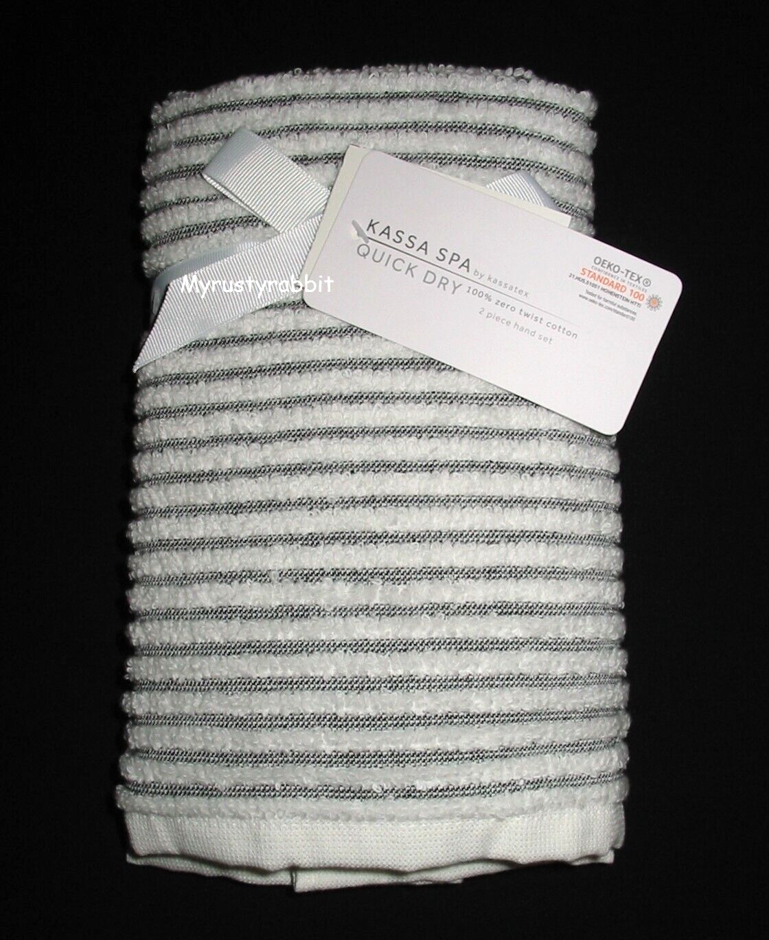 Set Of 2 - Terrycloth Black Ticking