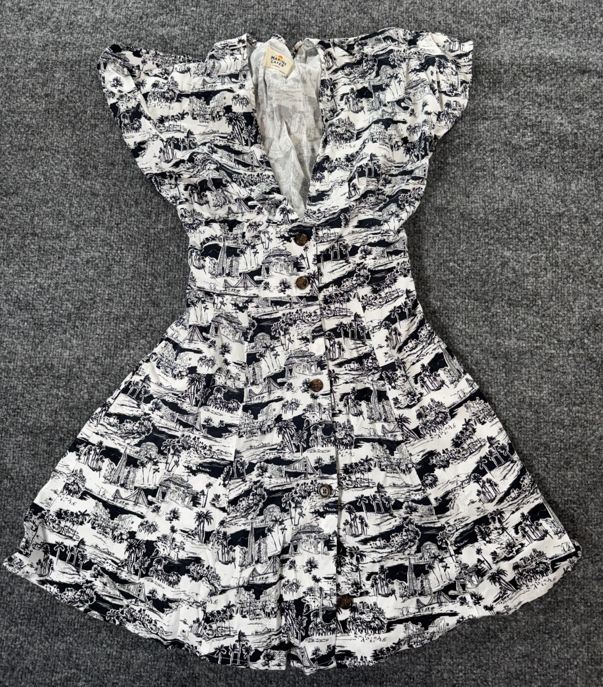 Marine Layer Camila Womens Mini Dress XS Black White San Francisco