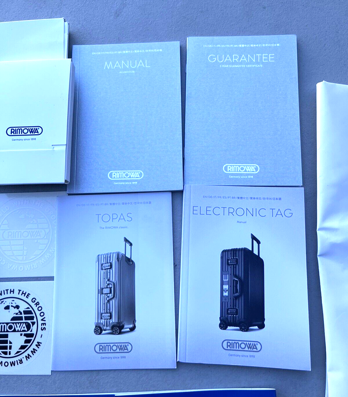 Rimowa Luggage Suitcase Travel Bag Manual Guarantee Booklet Hang Name Tag Lot