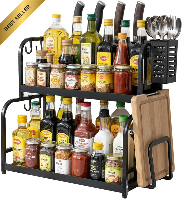 Countertop Kitchen Organizer Shelves, Sturdy Durable 2-Tier Stainless Steel Boar