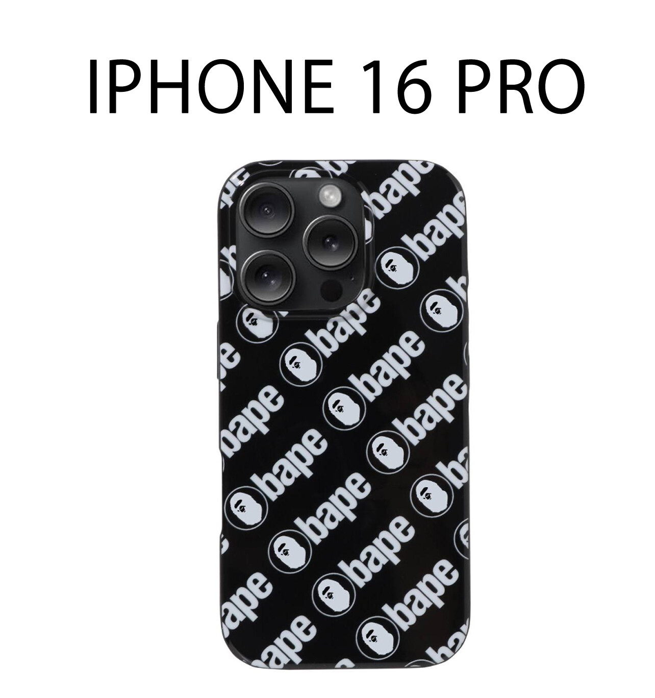 A BATHNIG APE Goods BAPE PATTERN IPHONE 16 PRO CASE Black
