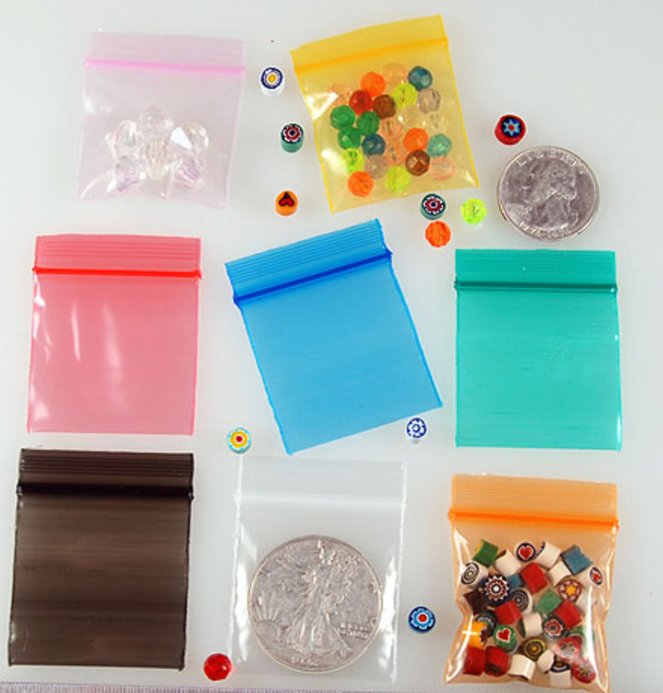 100pc COLOR TINTED MINI ZIP TOP BAGS - PREMIUM QUALITY & THICKNESS!