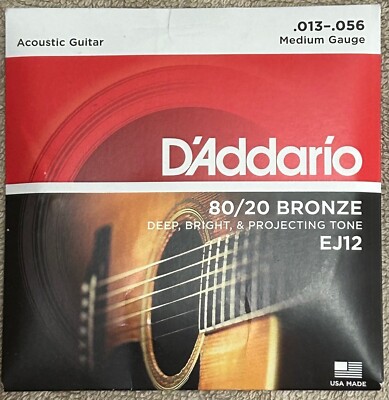 D'Addario EJ12 80/20 Bronze Acoustic Guitar Strings .013-.056