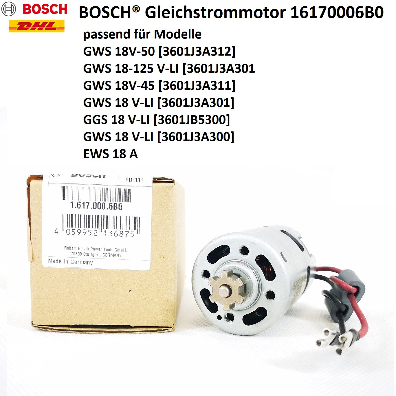 BOSCH® Gleichstrommotor für GWS 18-125 V-LI, 16170006B0 GGS 18 V-LI ESW NEU ! BOSCH® Gleichstrommotor für GWS 18-125 V-LI, 16170006B0 GGS 18 V-LI ESW NEU !