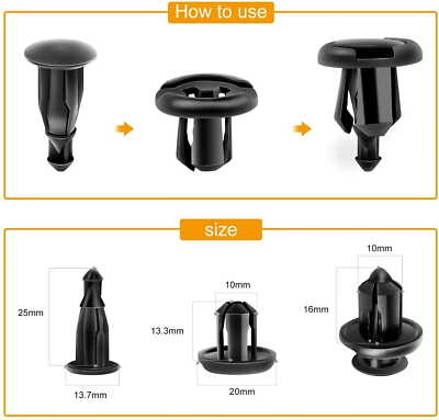 100 Pcs Hole 10mm Car Push Retainer Clips Kits For Honda Acura 91503-SZ3-003
