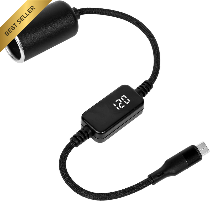 USB C to 12V Cigarette Lighter Adapter, Type C Male to 12V Socket Converter with