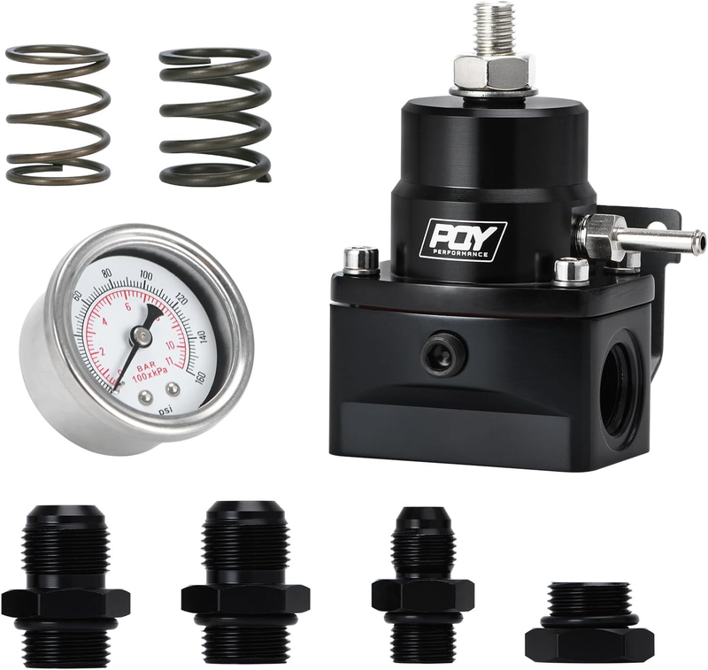 Adjustable EFI Fuel Pressure Regulator Kit 3-70PSI with AN8 Feed Port and AN6 Re