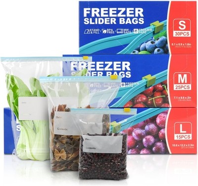 70PCS Zip Lock Food Storage Freezer Bags, TAIYUNWEI Reusable Sandwich Bags with