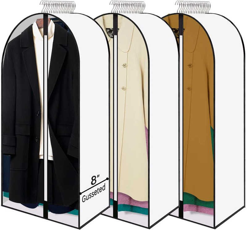 3 Pack Hanging Garment Travel Suit Storage Clear Bags Cover 40&Prime; with 8&Prime; Gussetes