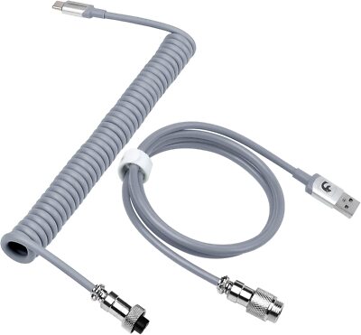 MAMBASNAKE Coiled Cable, Pro Custom USB-C Aviator Cable for Mechanical Keyboard