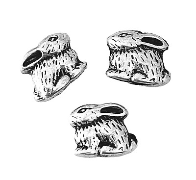 10 Bunny Rabbit Spacer Beads Tibetan Silver 10x8mm Cute 3D Two Sided Easter