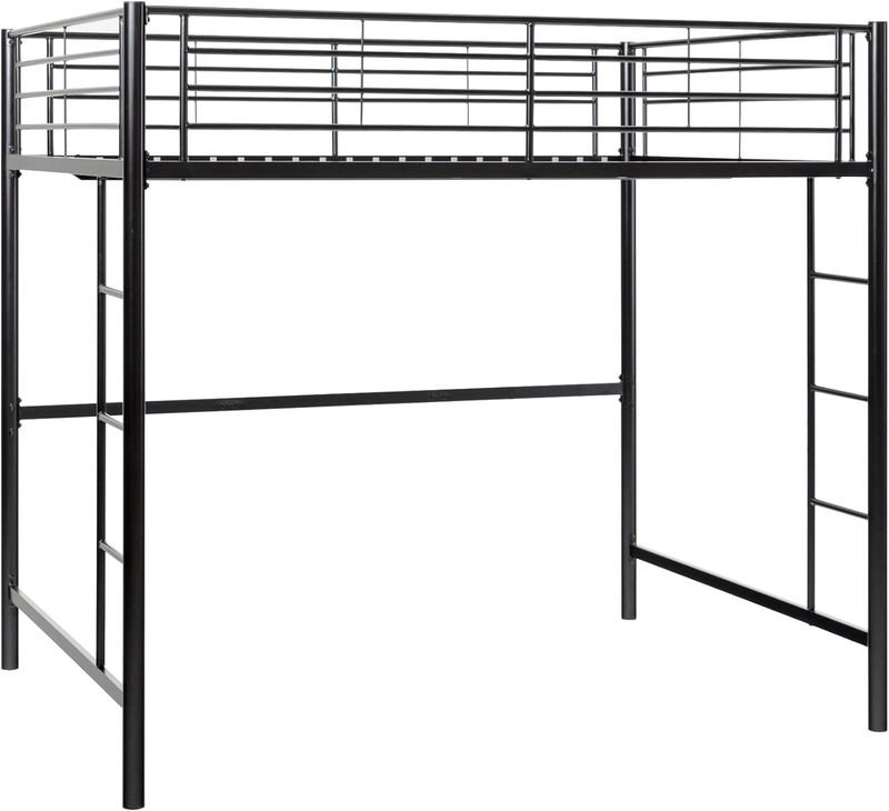 Walker Edison Timothee Urban Industrial Metal Twin over Loft Bunk Bed, Twin Size