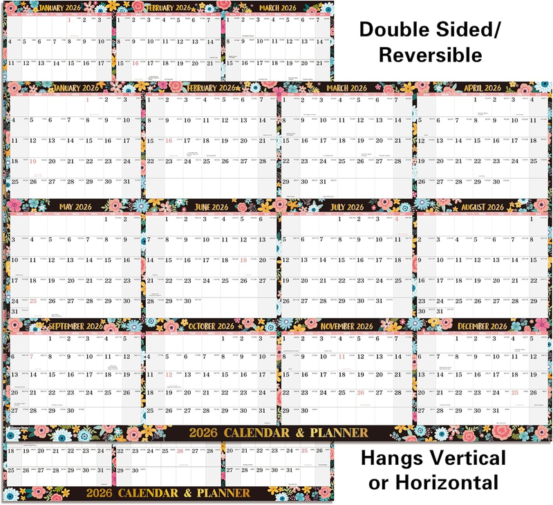 2026 Dry Erase Calendar Yearly Wall Calendar 34.6" X 22.9" Jan.2026 - Dec.2026