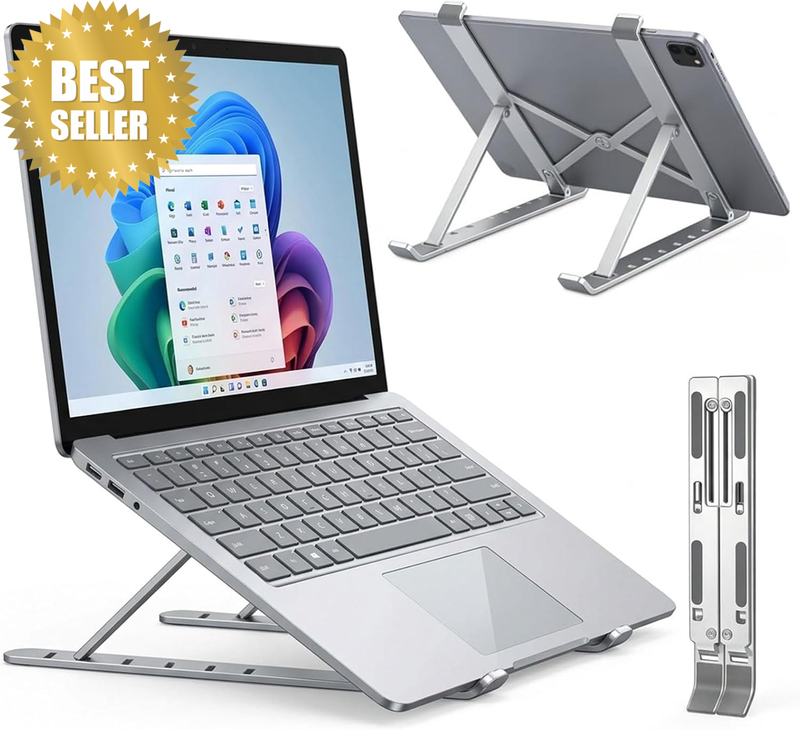 Foldable Adjustable Ergonomic Aluminum Laptop Stand, Portable Anti-Slip Anti-Scr