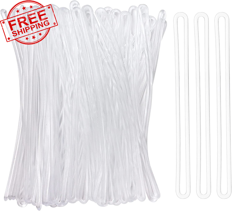 100 Pack Clear Plastic Luggage Loop Straps Worm Loops for Luggage Tags