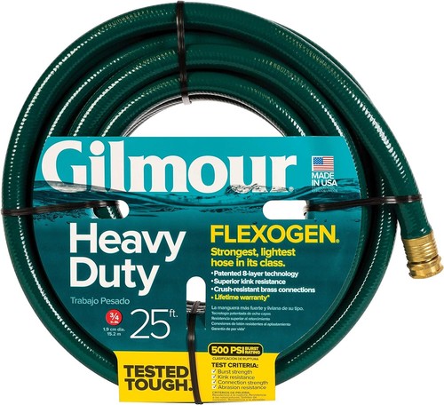 Gilmour  Flexogen Heavy Duty Watering Garden Hose 3/4in x 25 Feet, Green
