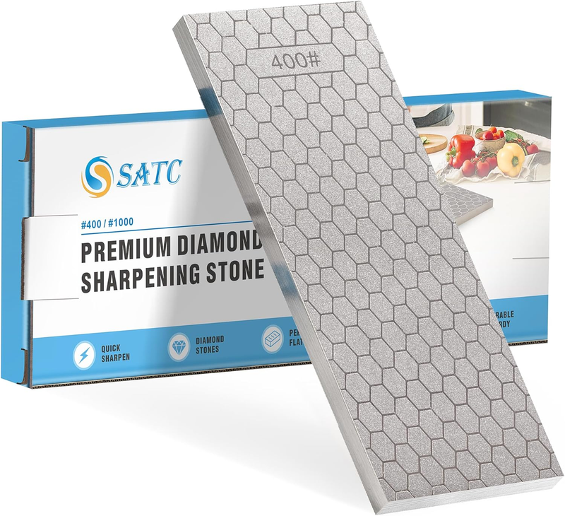 Diamond Sharpening Stone 2 Side Grit 400/1000 Diamond Plate Honing Stone 8-inch