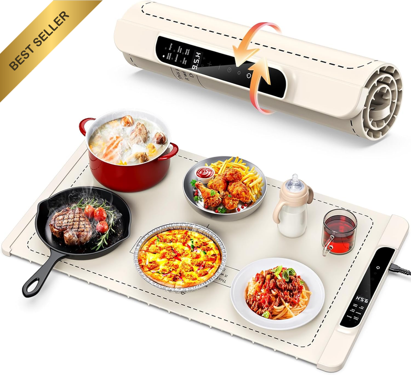 Food Warming Mat, Electric Food Warmer & Warming Tray with 6 Temperature Modes,