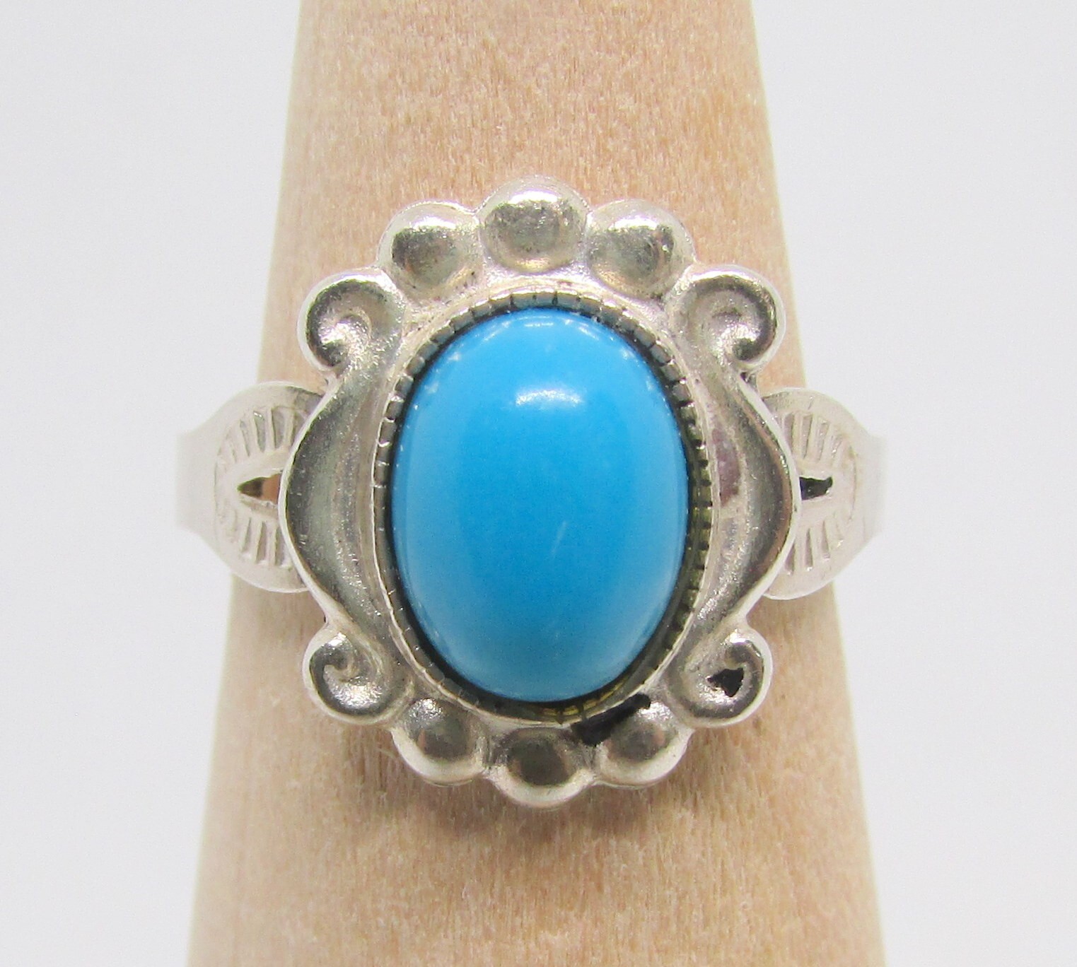 925 Sterling Silver Native Style Turquoise Ring Size 4.5