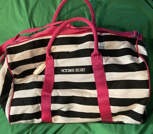 Victoria’s Secret PINK LOVE Pure Black Script Logo Canvas Weekender Tote Bag