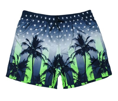 COSTUME MARE UOMO DIAMOND BLU VERDE FLOREALE PALME PANTALONCINO SHORTS BERMUDA