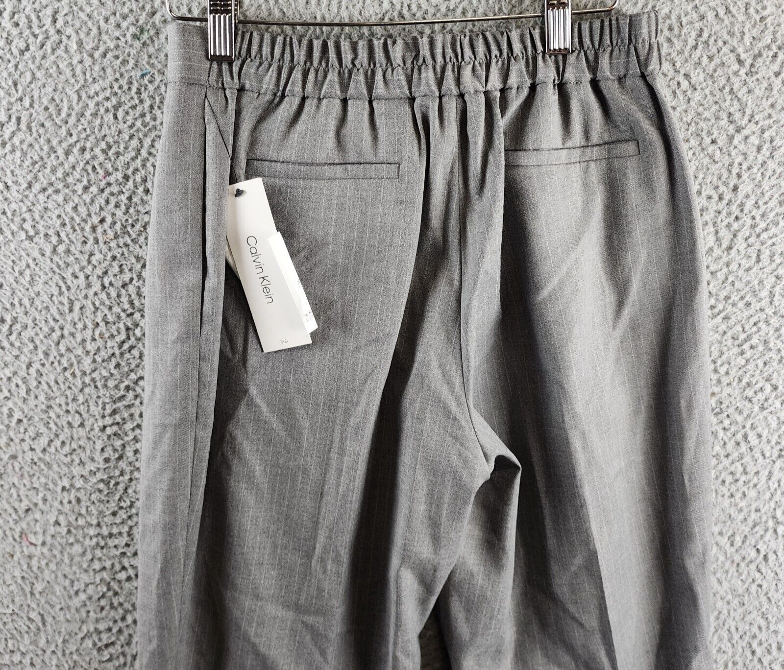 Calvin Klein Pleated Pinstripe Ankle Pants Women's 4 Gray Multi Zip/Button - Picture 14 of 15