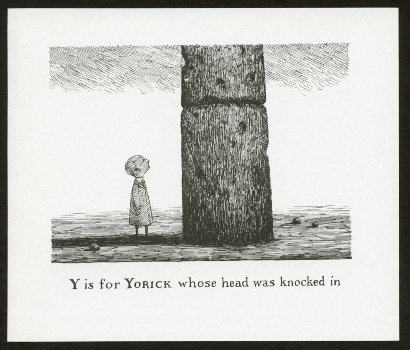 Edward Gorey illustration Y IS FOR YORICK Gashlycrumb Tinies