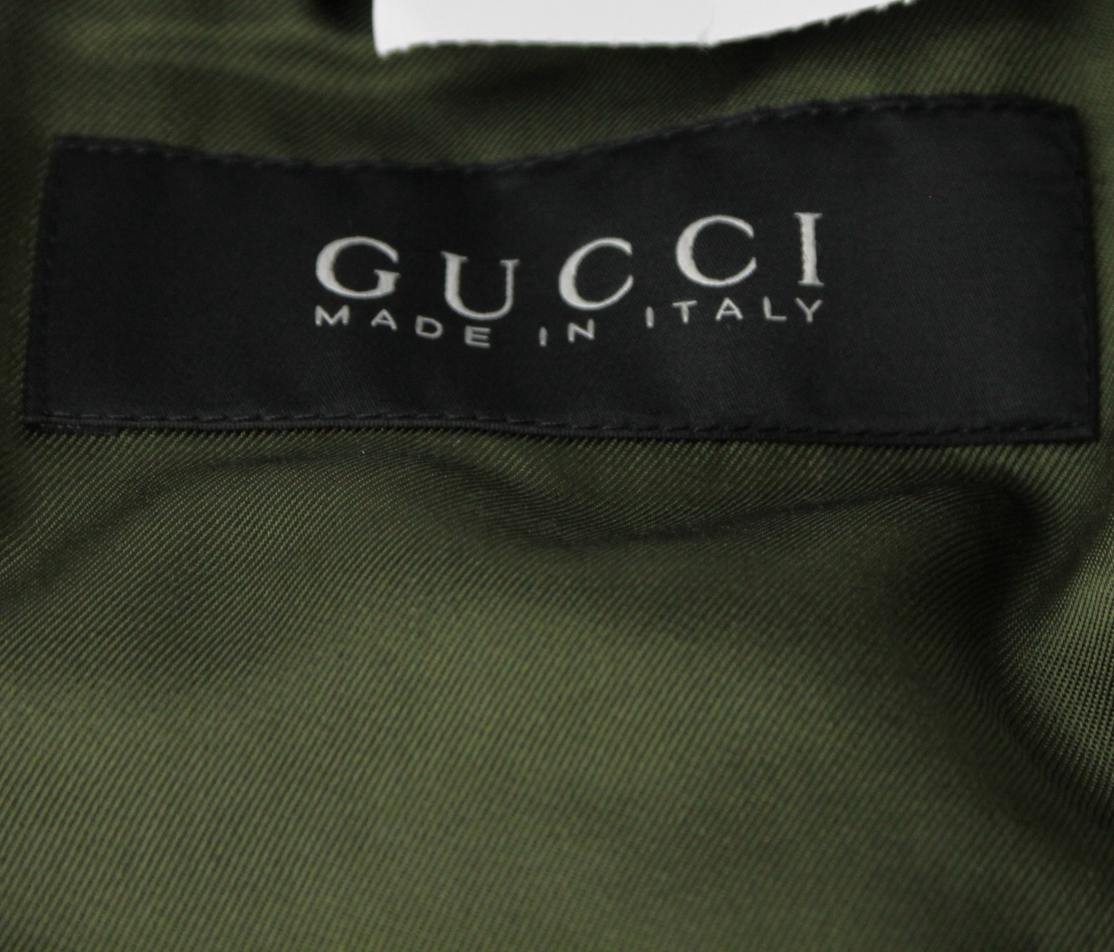 Pre-owned Gucci Authentic  Mens Silk Bomber Military Jacket Olive Green 333620 3356