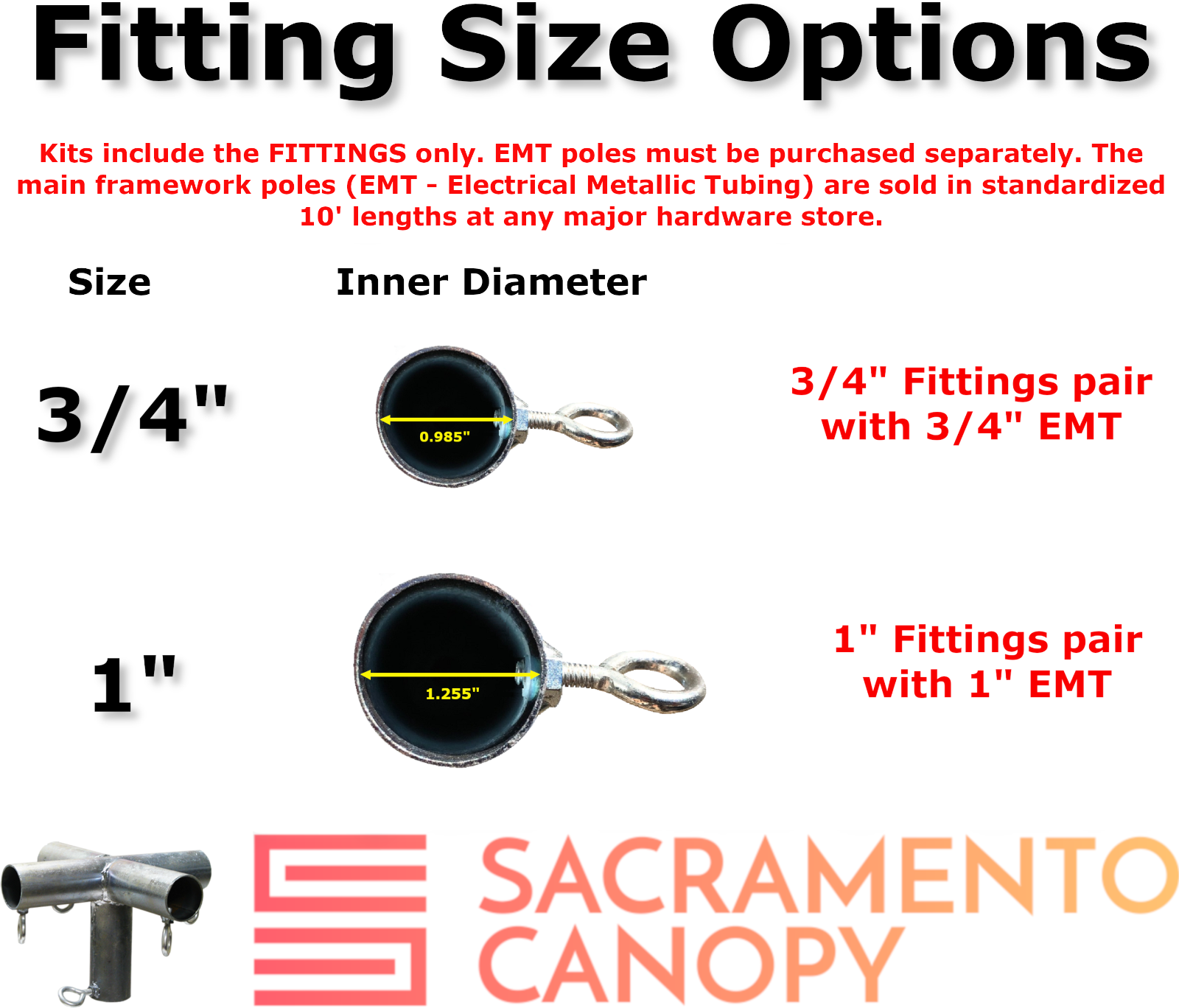 Slope, Lean-To Canopy Fittings Kits, DIY Greenhouse, RV & Boat Carport
