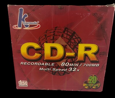 K Hypermedia CD-R Recordable 80min/700MB Multi-Speed 32x, Pack of 20 New Package