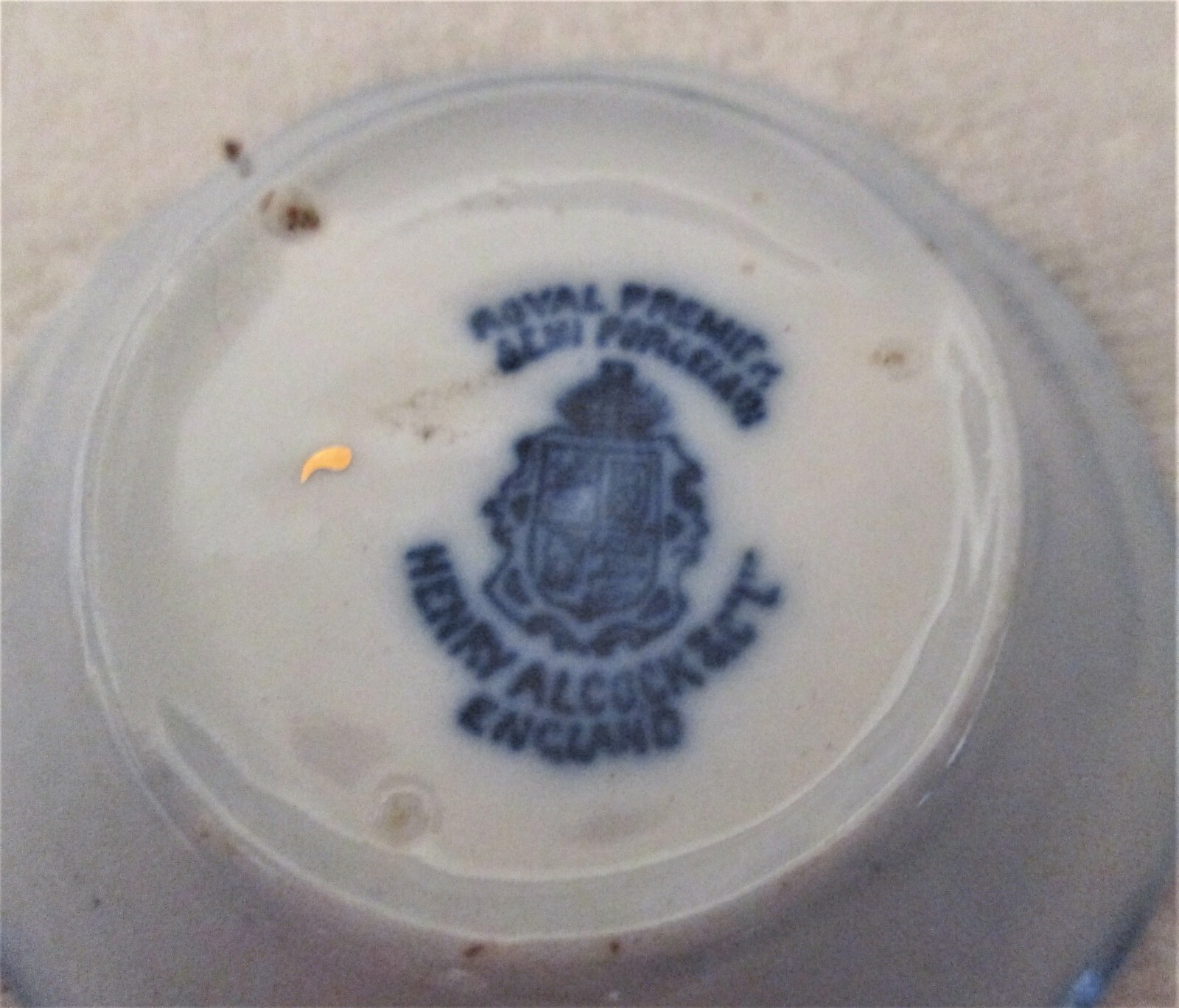 HENRY ALCOCK ENGLAND FLOW BLUE BUTTER PAT GOLD TRIM DELAMERE 2 3/4