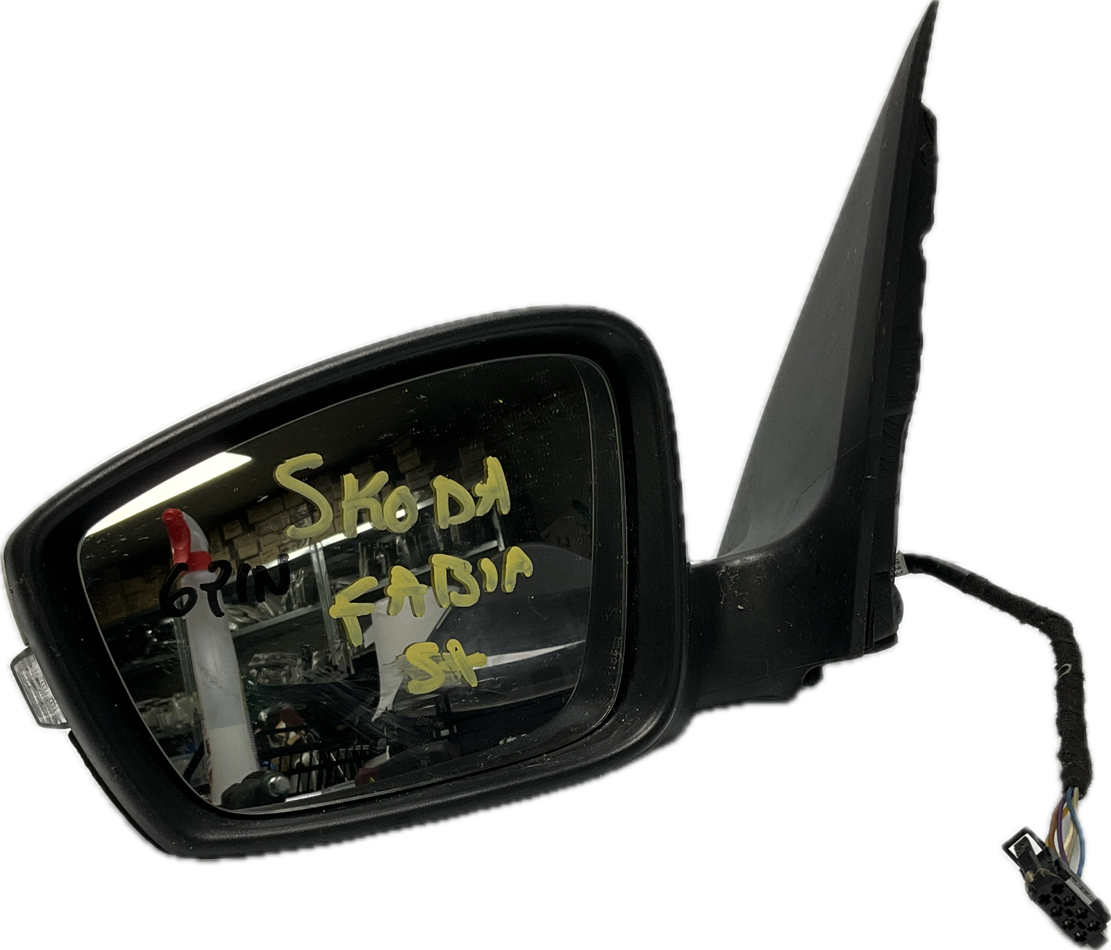 Specchio retrovisore sinistro asx sx per modello: SKODA FABIA III 6 pin bianco