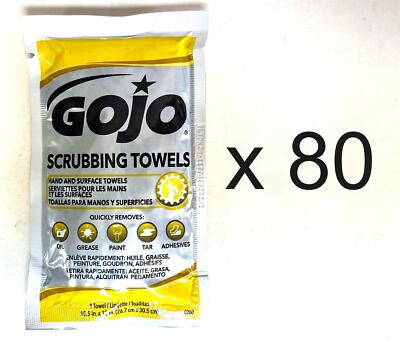 GOJO 6380 Hand SCRUBBING TOWELS 80 Count INDIVIDUALLY PKG